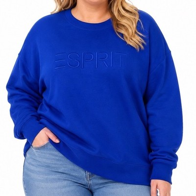 Esprit Womens Royal Blue Embroidered Logo Crewneck Sweatshirt XXL New