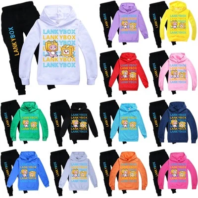 LANKYBOX Boys Girls Tracksuit Kids Hoodie Jumper Sportswear Tops+Pants Outfits