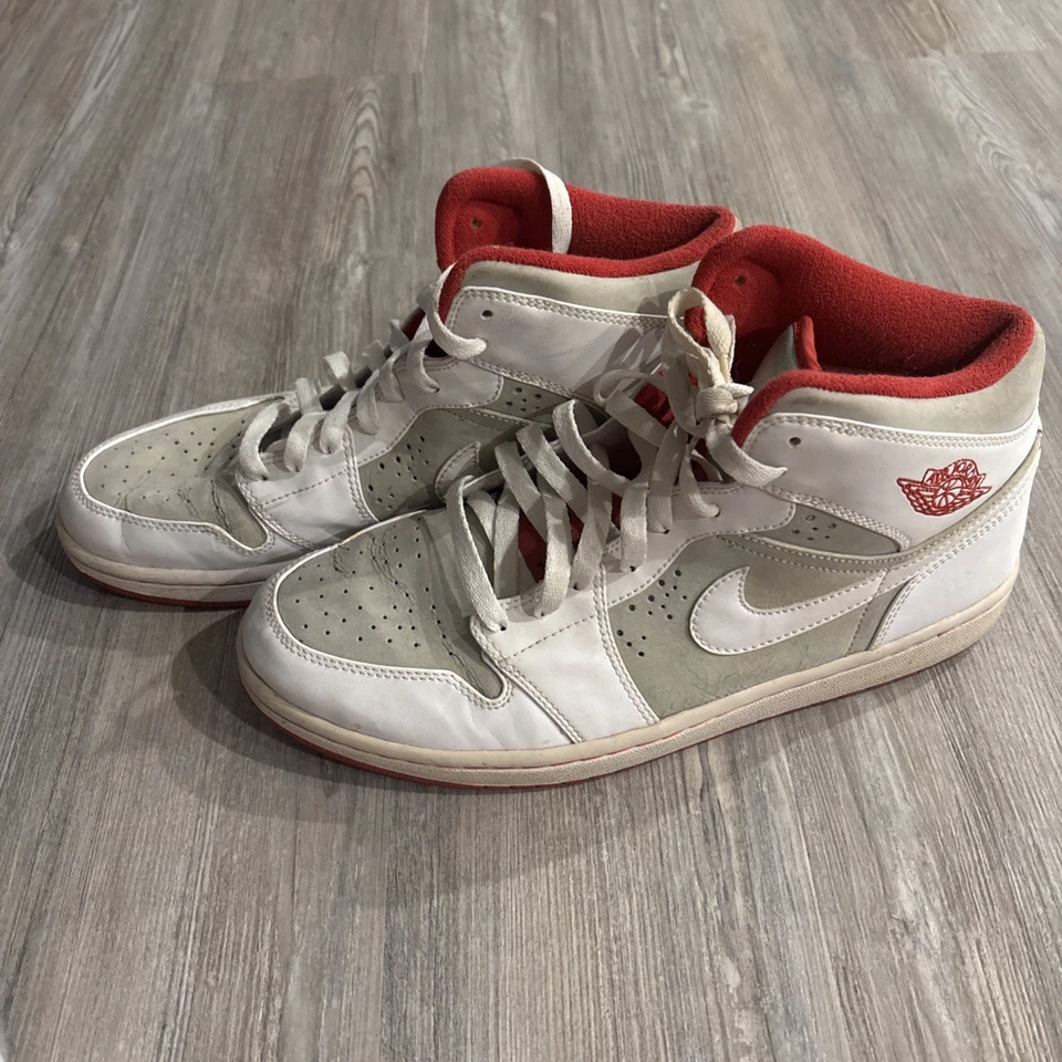 Talla 10.5 - Air Jordan 1 Retro 2009 Liebre Gris Gamuza Cuero Blanco (374454-011) Foto 3 de 4