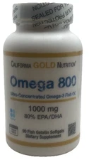 California Gold Nutrition Omega 800 Ultra-Concentrated Fish Oil Exp: 9/26