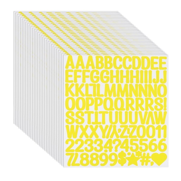 1 Zoll 30 Blatt Buchstabenaufkleber FüR Alphabet Zahlen, Gelb-image