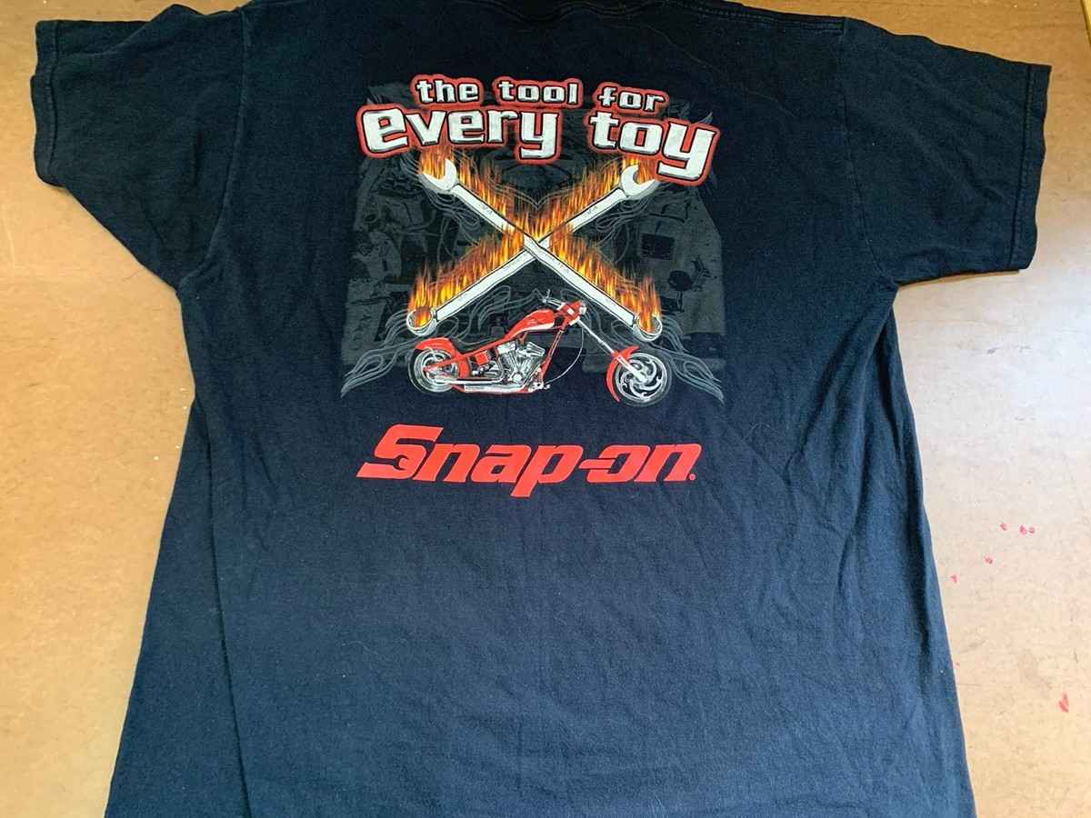 VTG Mens XL Snap On The Tool For Every Toy Motorcycle Tshirt Fruit Of The Loom View 2