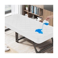 Waterproof Quilted Cot Mattress Pad, Fitted Cot Size Mattress Pads ... Fast Ship