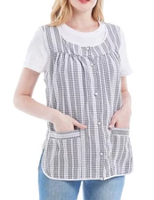 Womens Cobber Apron with Pockets, CF3152 Smock Apron with Buttons for Kitchen