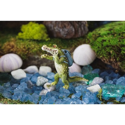 Miniature FAIRY GARDEN Figurine ~ Chompie the Gator Alligator Eyeing a Fish