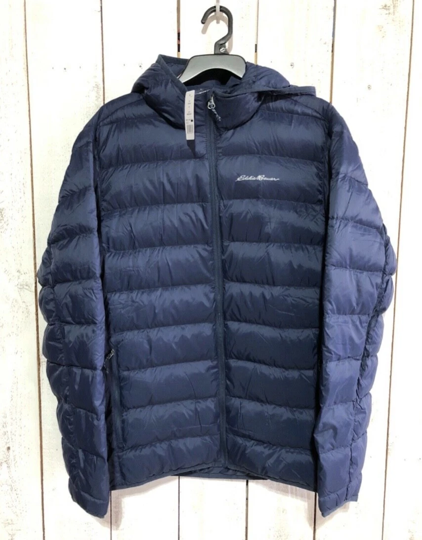 Eddie Bauer Microlight III Down Packable Hooded Dress Blue Men’s Jacket Sz Large