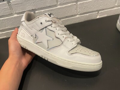Bapesta Sk8sta (White-Silver-Grey) US men's size 10 (Lightly used