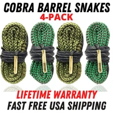 4-Pack .223 9mm Gun Bore Cleaning Rope Kit Lifetime Warranty Cobra Barrel Snakes