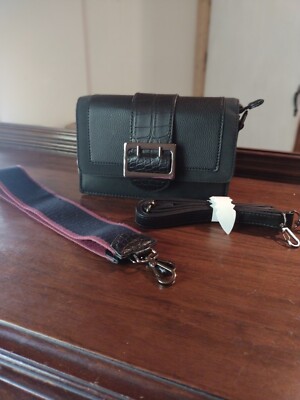 David Jones -Paris- Black Faux Leather Shoulder Bag/ Clutch