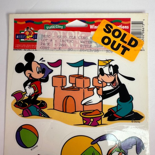 VINTAGE Color Clings Disney Mickey's Stuff Static Window Decals MICKEY Sold out - Picture 3 of 4