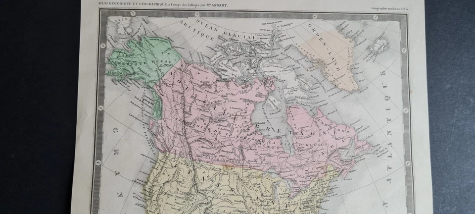 Antique (1862) French map - North America pre-Alaska purchase - Ansart - Image 4 of 4