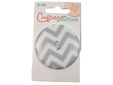 Large Gray Chevron Stripe Button 1 3/4" diameter x 1 piece 2 Hole Round B14