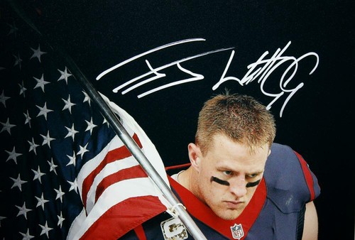 JJ Watt Autographed Houston Texans 16x20 American Flag Photo- JSA W Auth/Holo - Picture 2 of 2