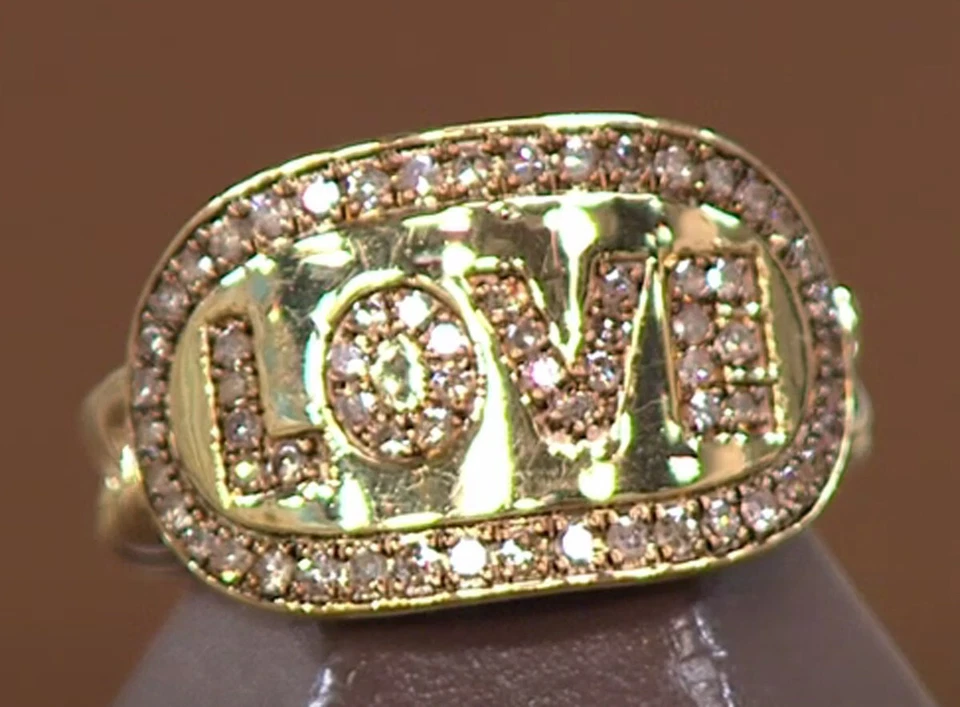 Anillo AMOR Rarezas Plata Esterlina Chapado en Oro San Valentín Champagne Diamante Talla 8 Foto 2 de 4