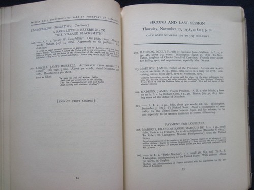 ORIGINAL WILLIAM RANDOLPH HEARST AUCTION CATALOGUE PART I - AUTOGRAPHS & MS. - Picture 5 of 7