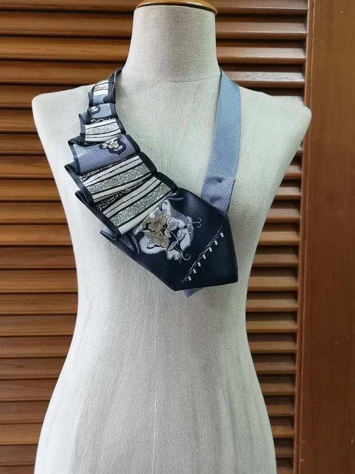 Collar Corbata Collar Corbata Vintage Hecho a Mano Tela Collar Distintivo Collar Foto 2 de 4