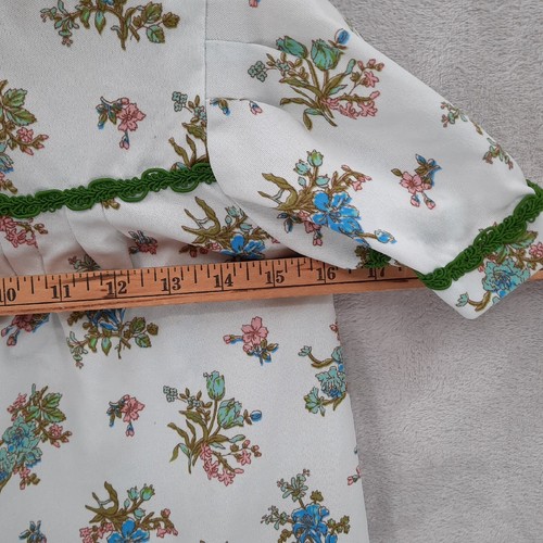 Vintage Handmade Floral Peasant Blouse Youth Size Brocade Trim Peter Pan Collar - Picture 9 of 11