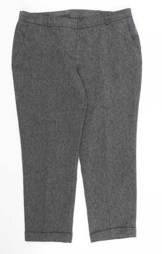 Dorothy Perkins graue Damenhose aus Herringbone Polyester Capri Größe 12 L23 Zoll