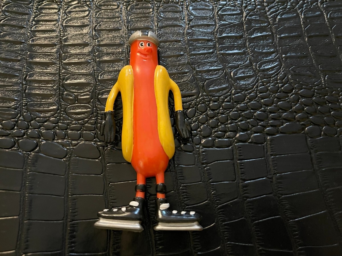 VINTAGE advertising NOS PVC FIGURE #O-4 HOT DOG GUY on ROLLER