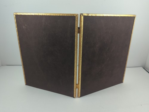 Antique 8x10 Double Hinged Photo Picture Frame Ornate Gold Tone Freestanding - Picture 15 of 21