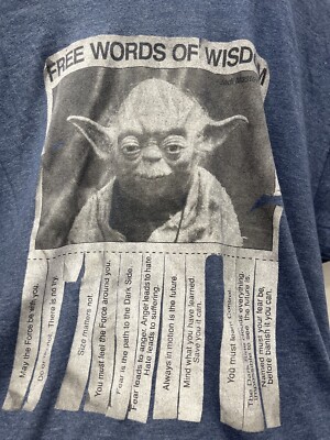 STAR WARS YODA FREE WORDS OF WISDOM SHIRT. SIZE XL COLOR BLUE
