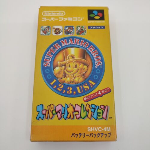 Super Mario Bros 1,2,3,USA Japan Boxed Super Famicom Game