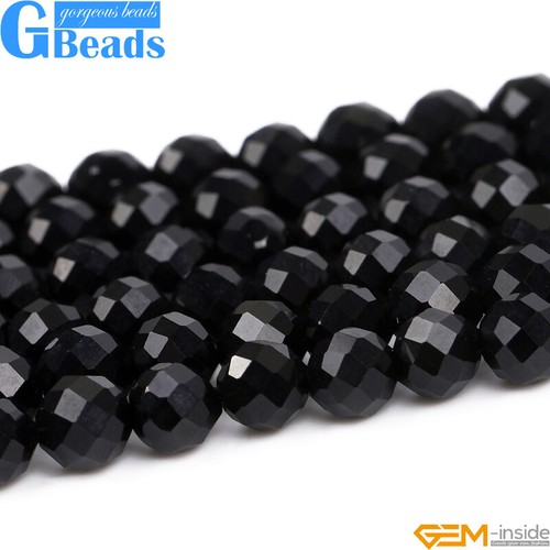 Black Agate Beads Onyx Natural Gemstone Faceted Round Spacer Beads 15" 6mm 8mm - Picture 23 of 61