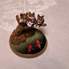 Wee Forest Folk PM-1 Chums Hangin' Out, Red White & Blue Red, 3 Mice, 2 Koi Fish