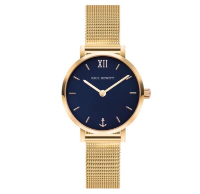 Paul Hewitt Sailor Line Blue Lagoon Ladies Watch Gold S/S Mesh Strap 28mm  UK