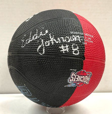 Eddie Johnson Signed Spalding Houston Rockets Mini Basketball BAS Y55246