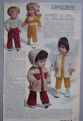 Page De Patrons De Poupées MODES ET TRAVAUX N°12 - 1971 (Marie-Françoise, Jean-Michel) - Occasion