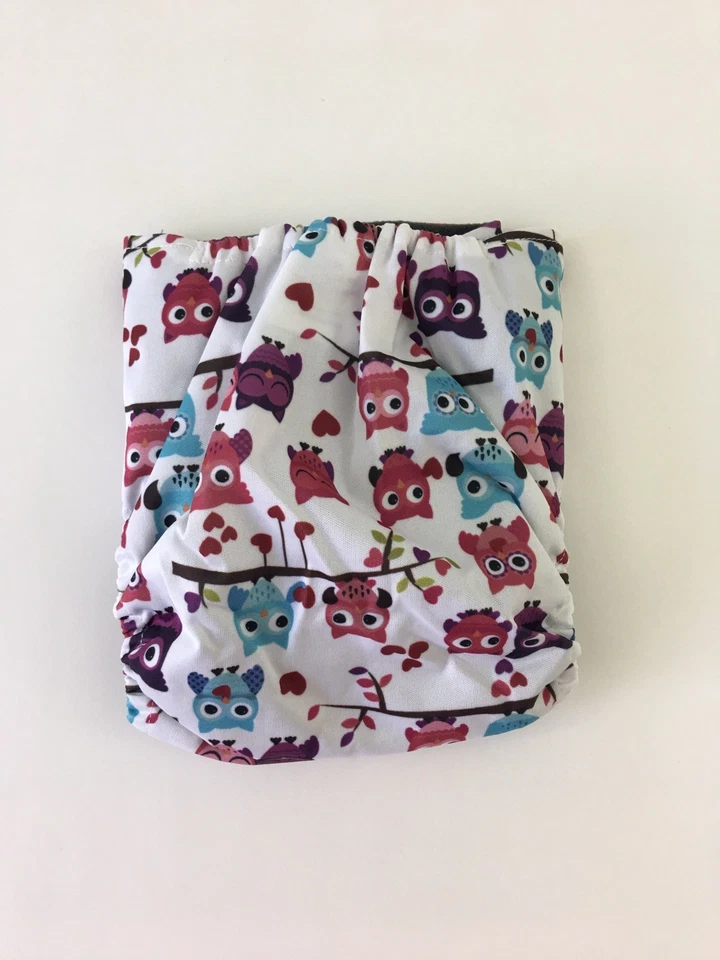 Cubierta de pañal de tela bambú carbón OS 7-35 lb reutilizable lavable búhos VENDEDOR DE EE. UU. Foto 2 de 4