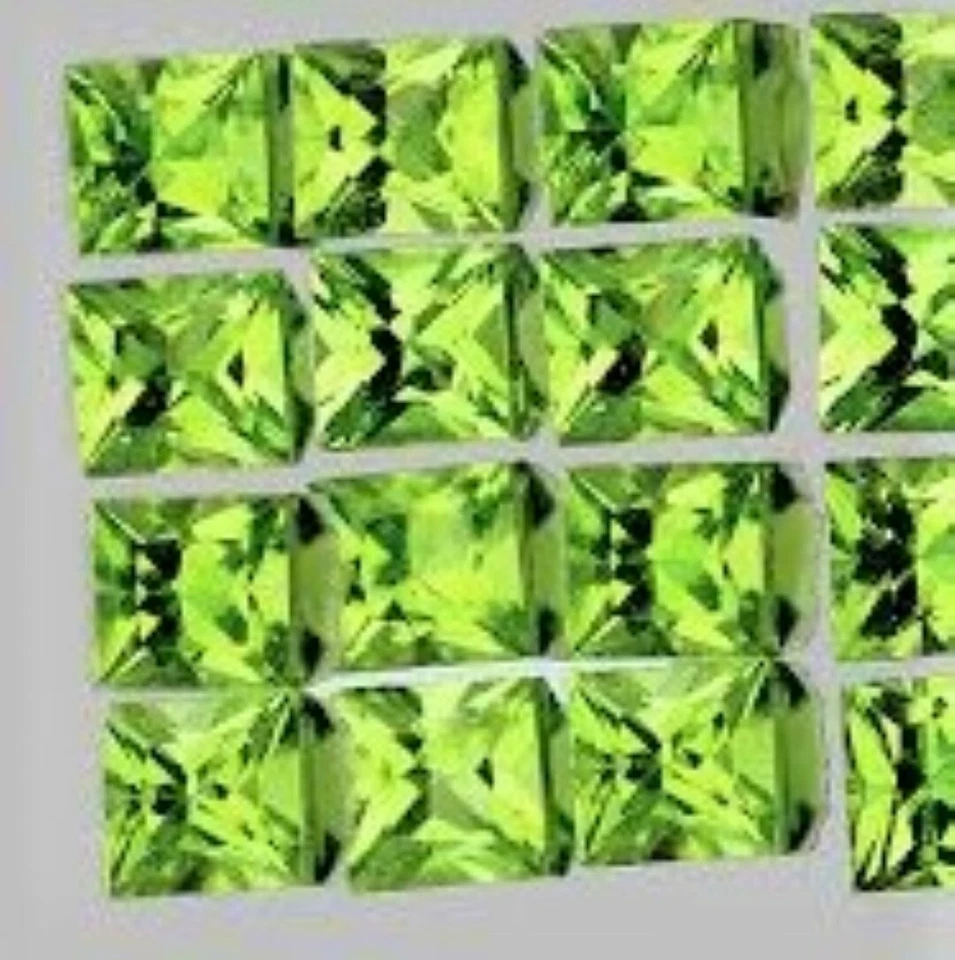 PERIDOT GEM PRINCESS CUT LIME GREEN SQUARE FACETED GENUINE GEMSTONE NATURAL 4mm - Image 4 of 4
