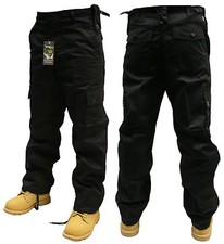 BLACK ARMY COMBAT CARGO SECURITY TROUSERS PANTS 30 32 34 36 38 40 42 44 46 48 50