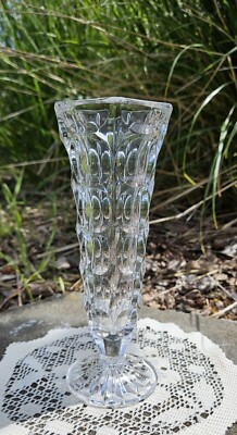 Crystal Glass Thumb Print 7.5'' Floral Rose Bud Vase. Beautiful Light Reflection.