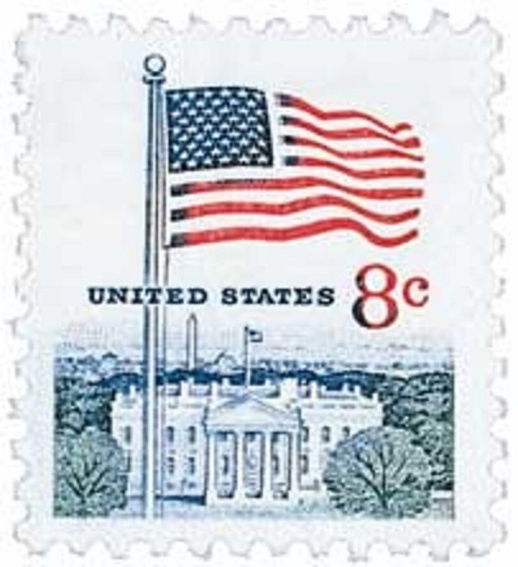 1971 Flag and White House 8 cents US Postage Stamp Scott #1338F  MINT