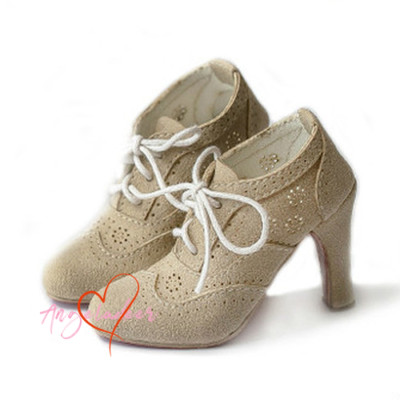 1/3SD16/13/GR/DD BJD Doll Shoes High Heels Suede Short Boots Hollow-carved Khaki