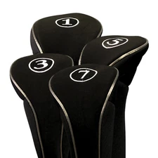 NEW DRIVER GOLF CLUB HEAD COVERS ZIPPER BLACK FULL COMPLETE 1 3 5 7 WOOD SET
