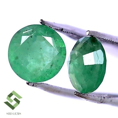 6 mm Certified Natural Emerald Round Cut Pair 1.66 CTS Untreated Loose Gemstones - Picture 6 of 6