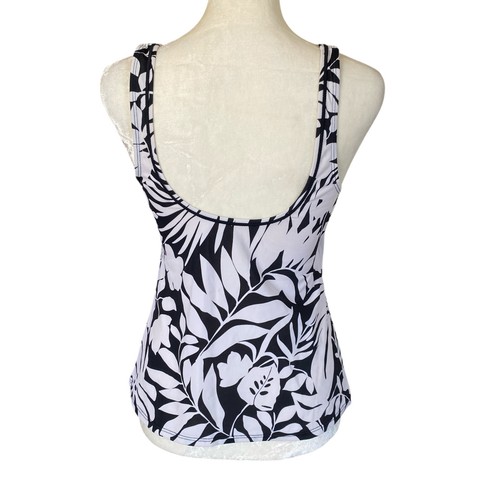 Jantzen women's size 10 black and white tropical print lightly padded tankini - Picture 4 of 10