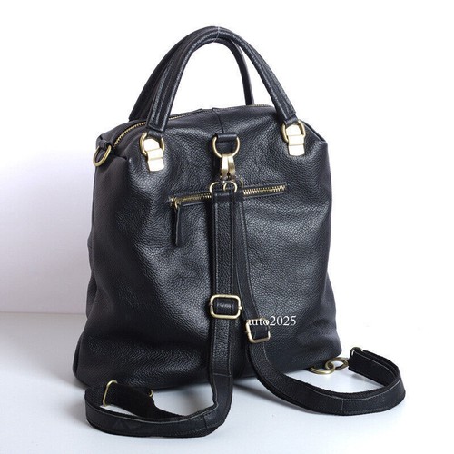 New Designer Cowhide Leather Backpack Women's Black Leather Handbags Travel Bag - Picture 9 of 13