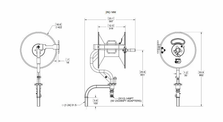 General Pump 3/8" x 200' 5000 PSI Pivot Pressure Washer Trailer Mount Hose Reel  - Image 2 of 2