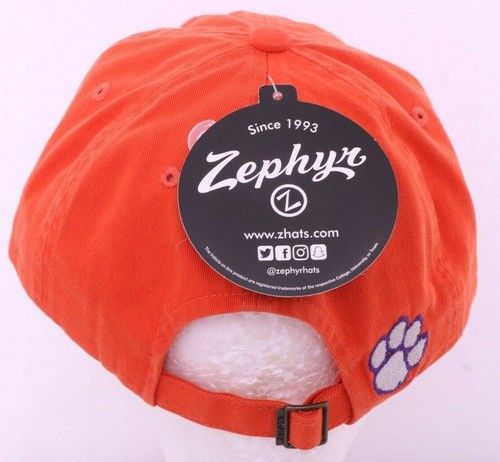 NEW Clemson Tigers Orange Embroidered Zephyr Adjustable Strap chino Hat Cap OSFA - Picture 3 of 9