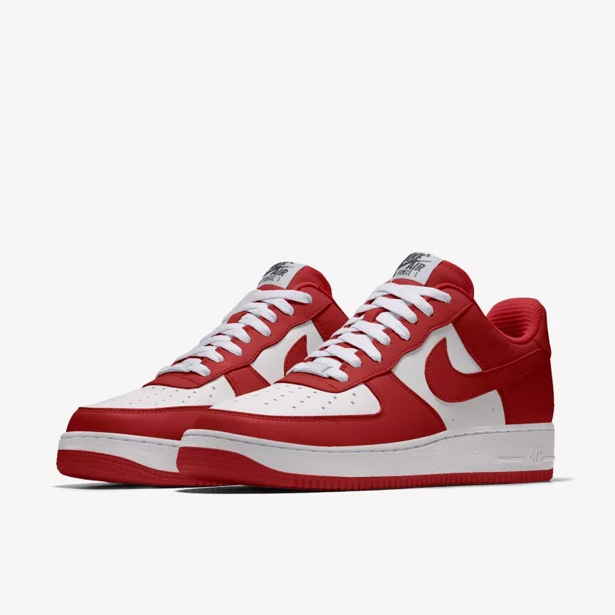 Nike Air Force 1 Low Leather White Red Swoosh Classic All Sizes Off White