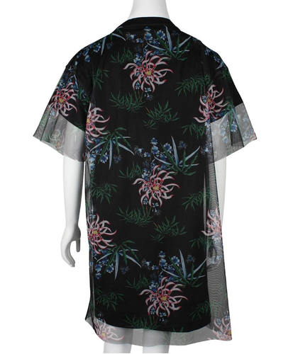NEW KENZO Black Mesh Layered Floral T-shirt Dress Women's Sz M - Picture 7 of 8
