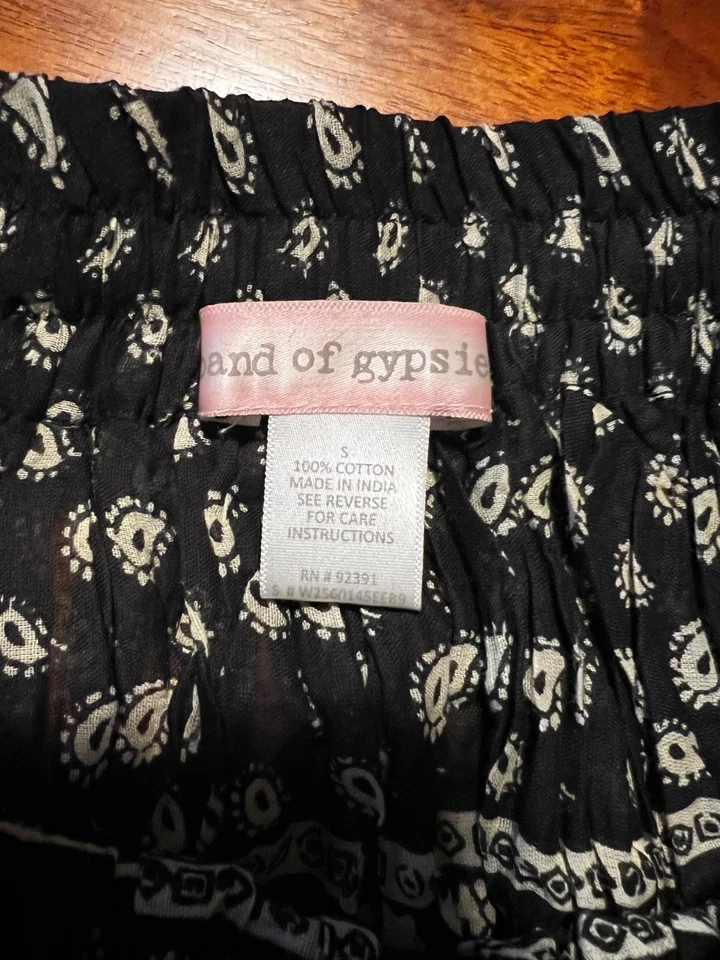 Banda de Gitanos Negro Boho Fluido Falda Elástica Banda con Cordón  Foto 4 de 4