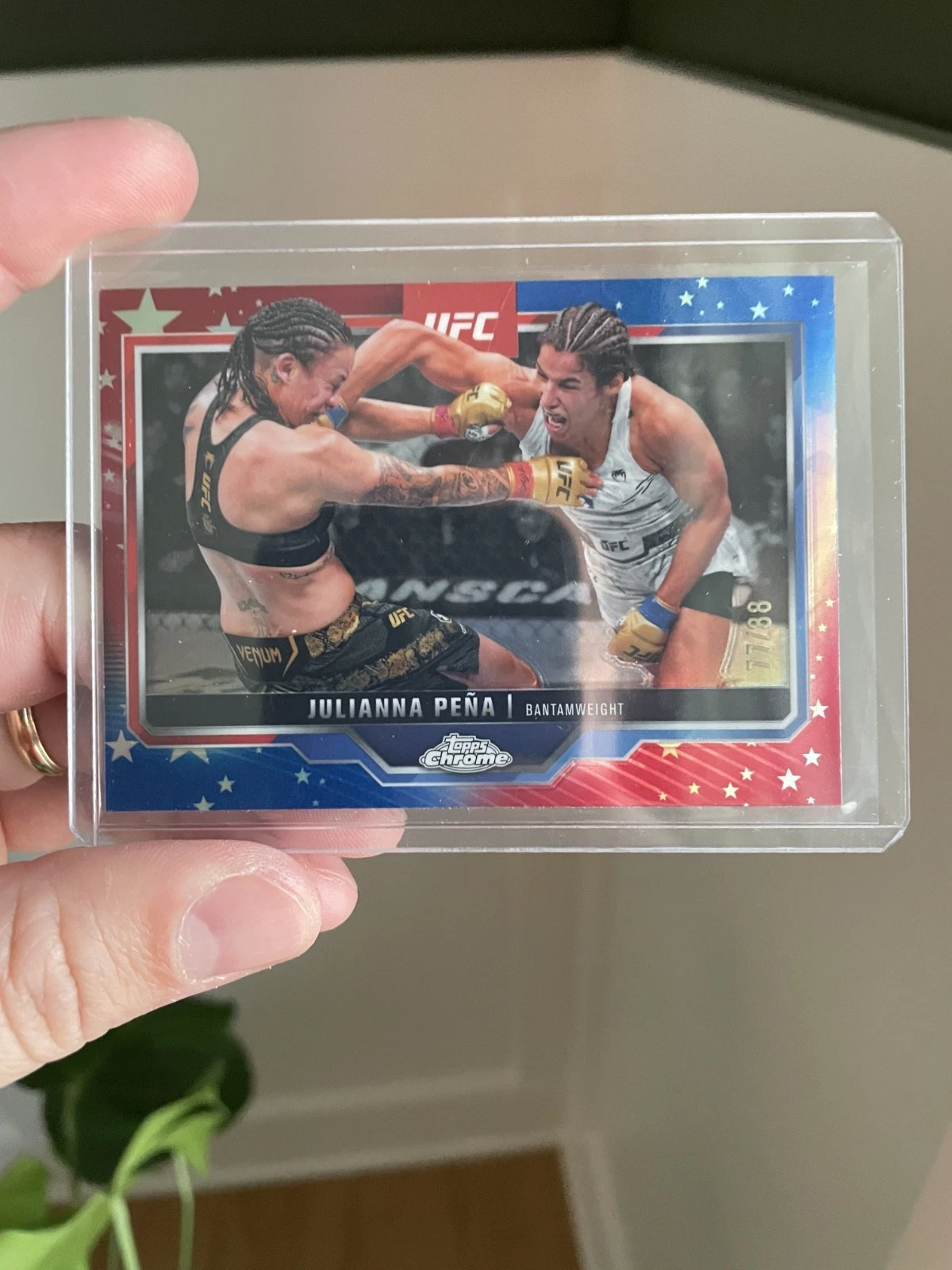 Julianna Pena Red, White & Blue Refractor /88 - 2025 Topps Chrome UFC #142