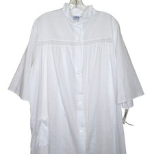 Vintage Nancy King Lingerie Womens White Button-Down Nightgown Robe 1X USA-Made