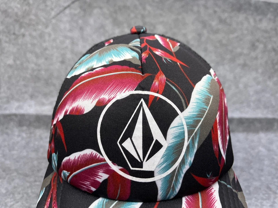 Volcom Hat Cap Snap Back Adult One Size Blue Black Red Blue Floral Poly Trucker - Image 2 of 4