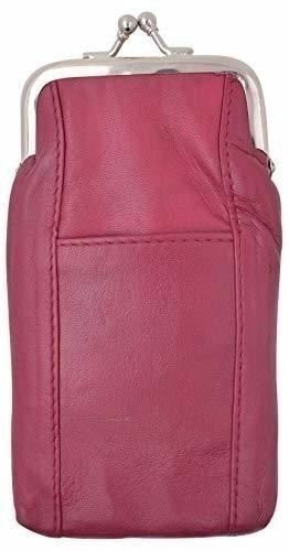 Genuine Leather Cigarette Case with Lighter Pouch Hot Pink by Marshal NEW
